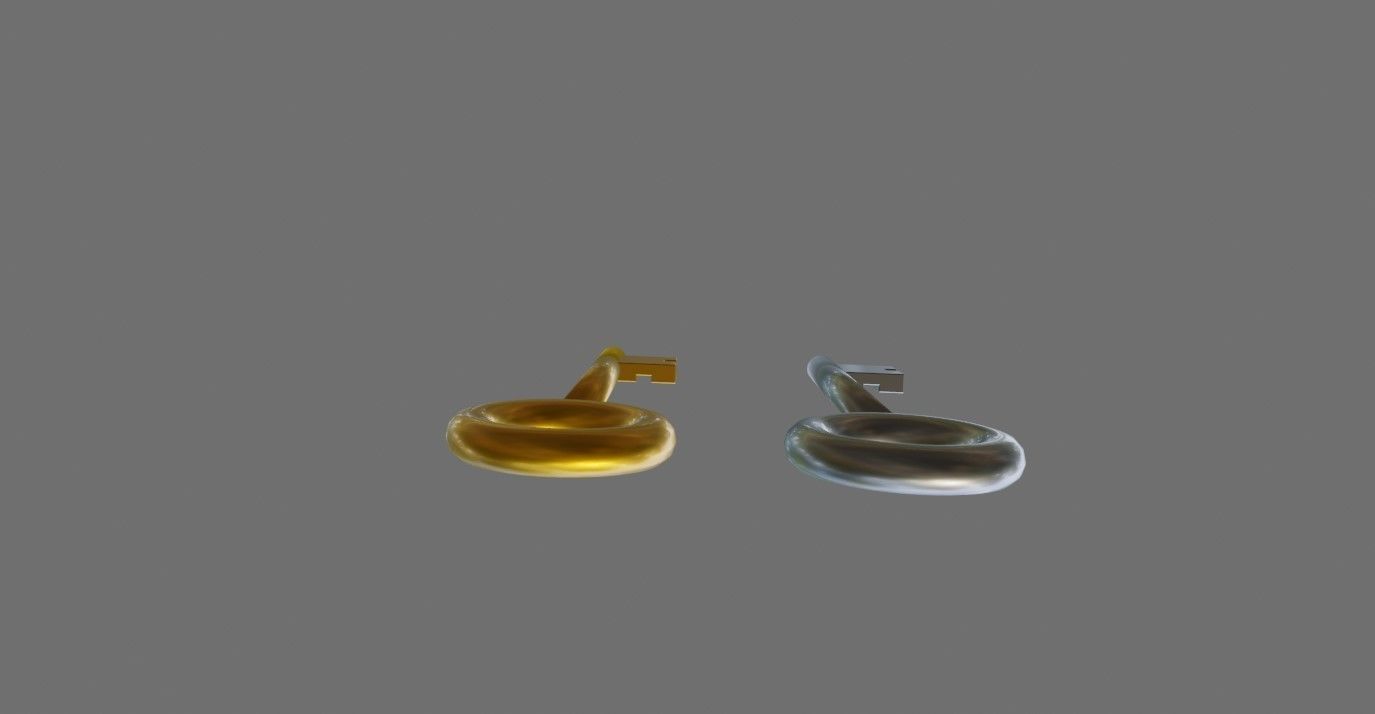 Gold Key and Silver Key - Chave de ouro e prata Low-poly 3D model_3