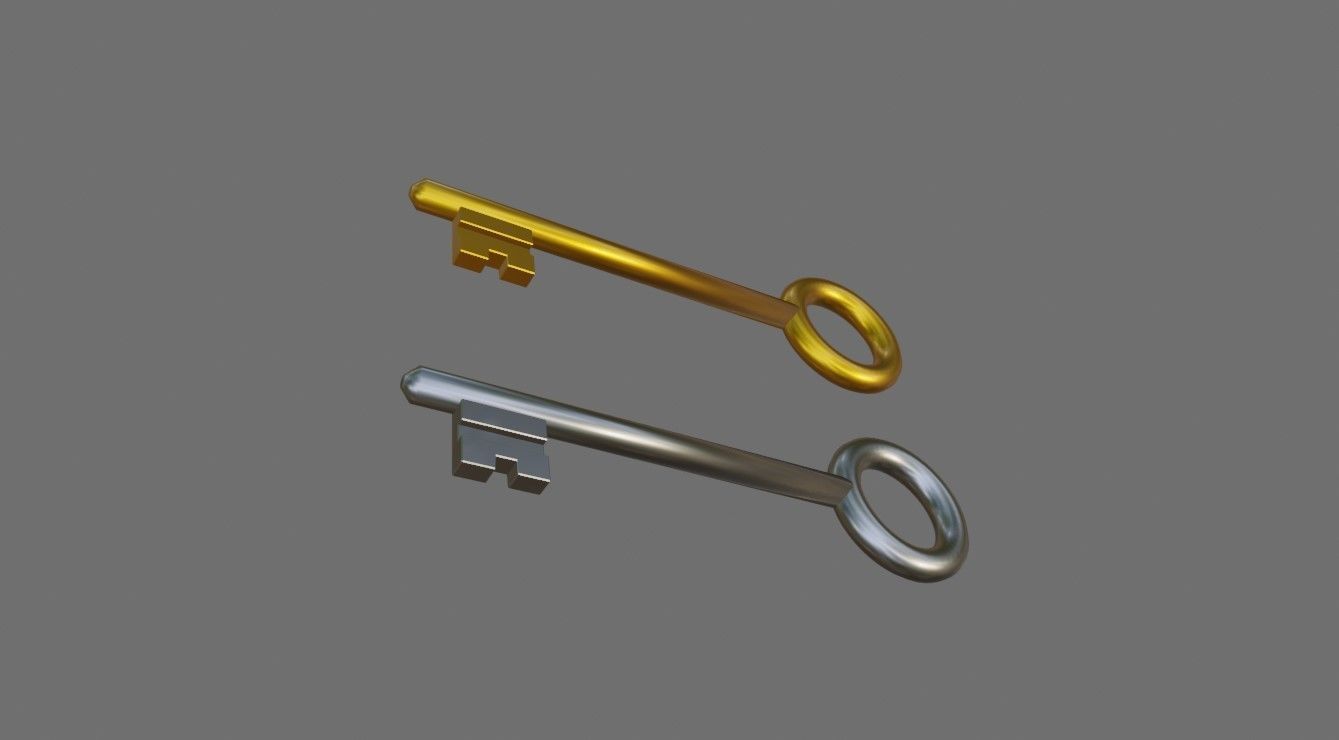 Gold Key and Silver Key - Chave de ouro e prata Low-poly 3D model_1