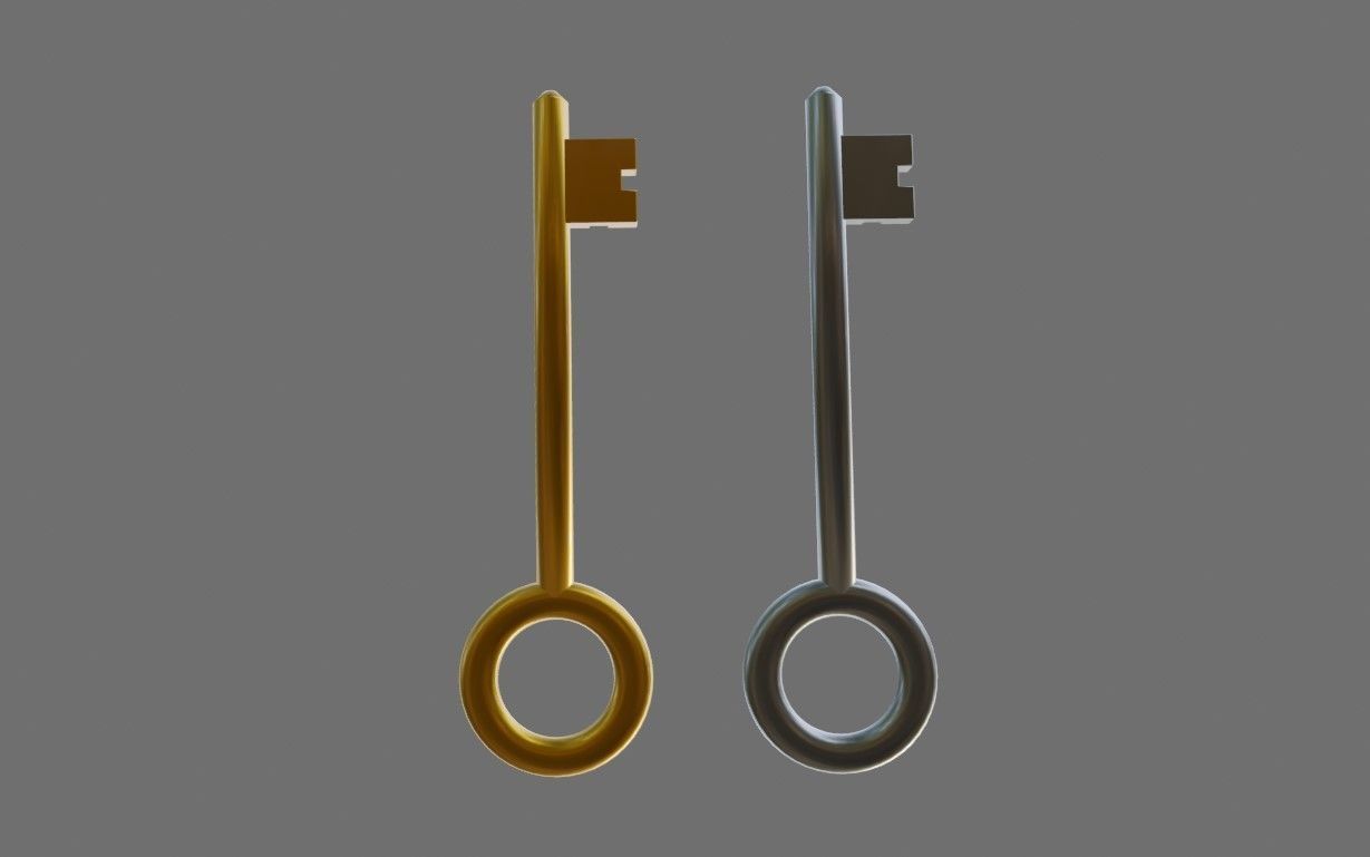 Gold Key and Silver Key - Chave de ouro e prata Low-poly 3D model_2