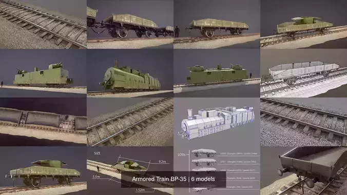 Armored Train BP-35 3D Model Collection