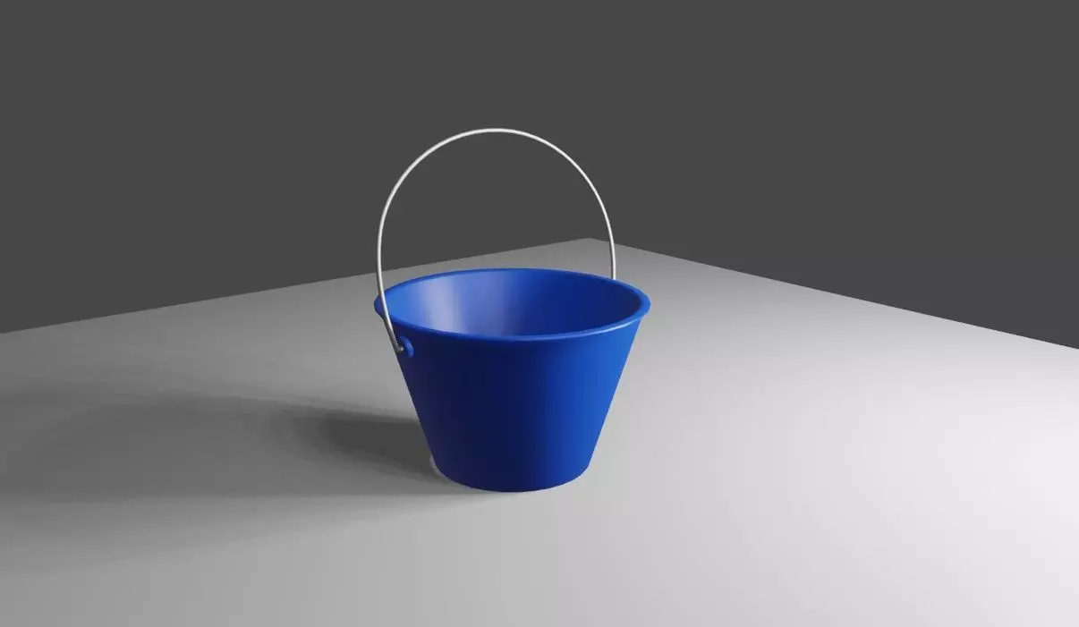 Blue Bucket - Balde azul Low-poly 3D model_0