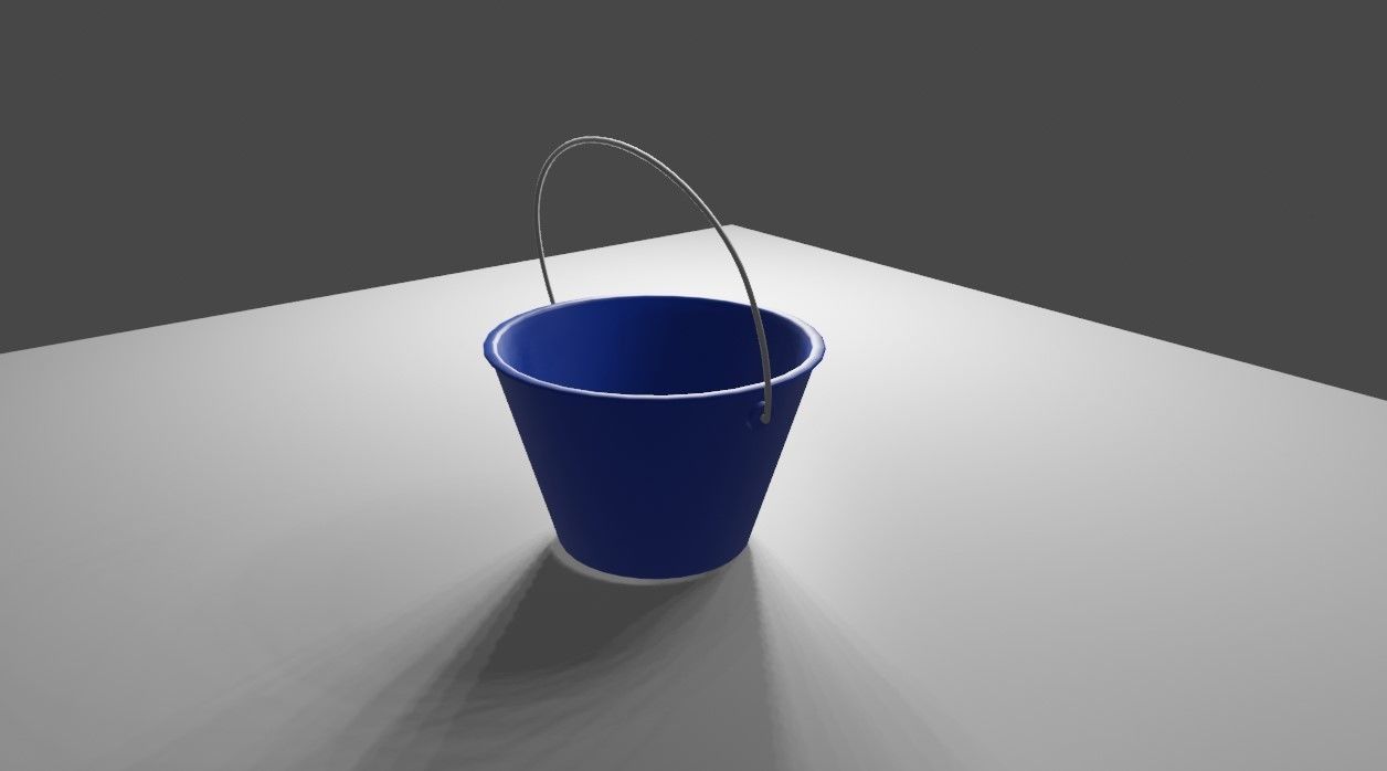 Blue Bucket - Balde azul Low-poly 3D model_3