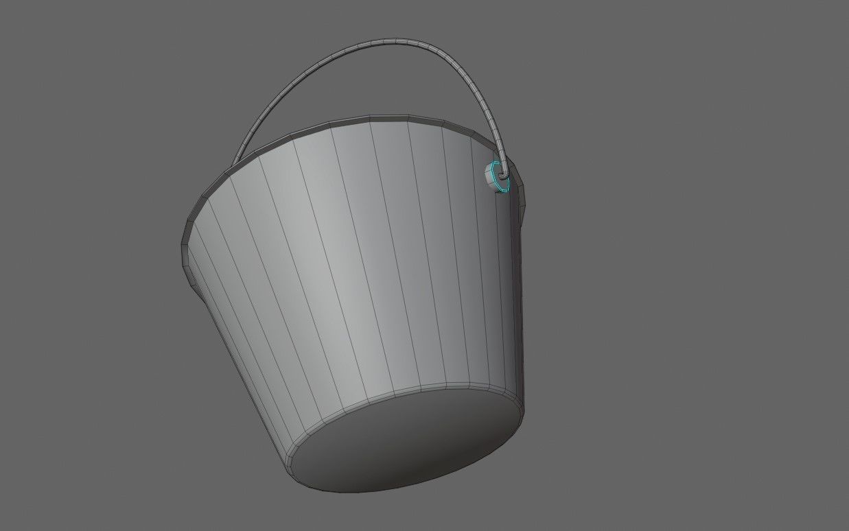Blue Bucket - Balde azul Low-poly 3D model_10