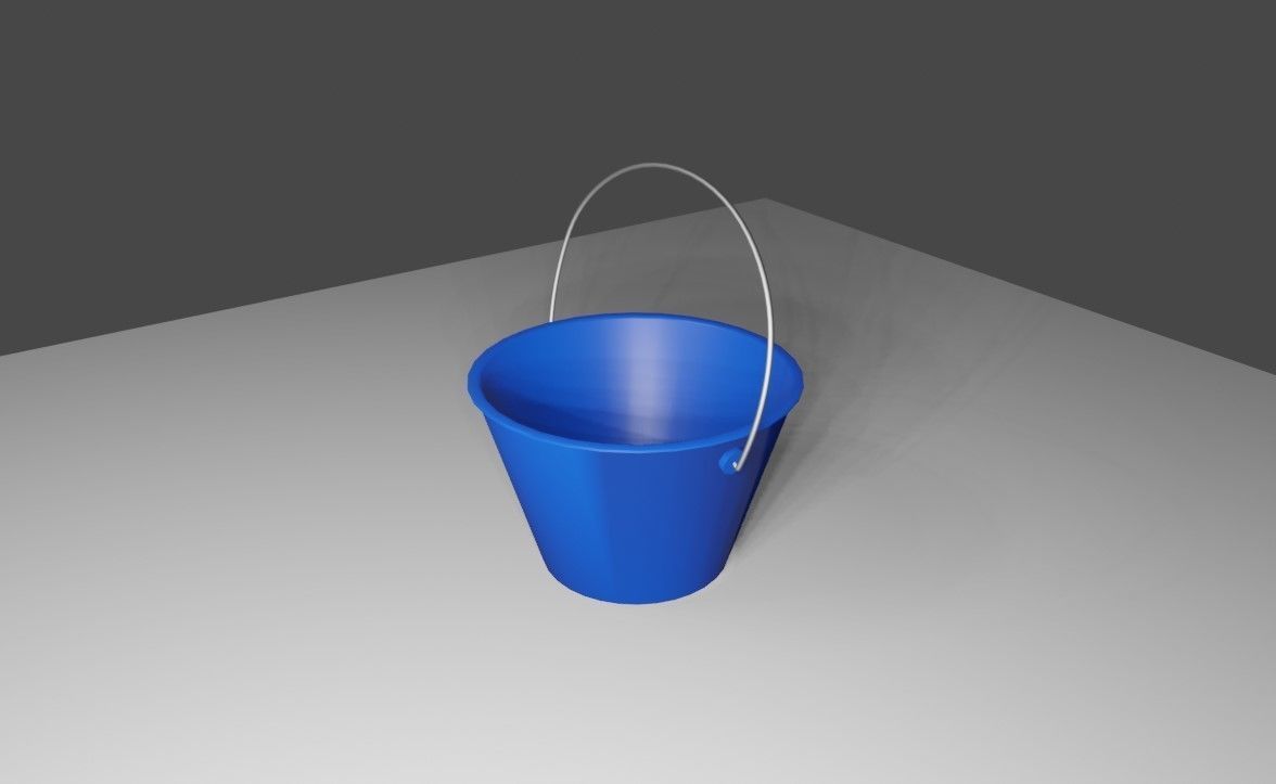 Blue Bucket - Balde azul Low-poly 3D model_1