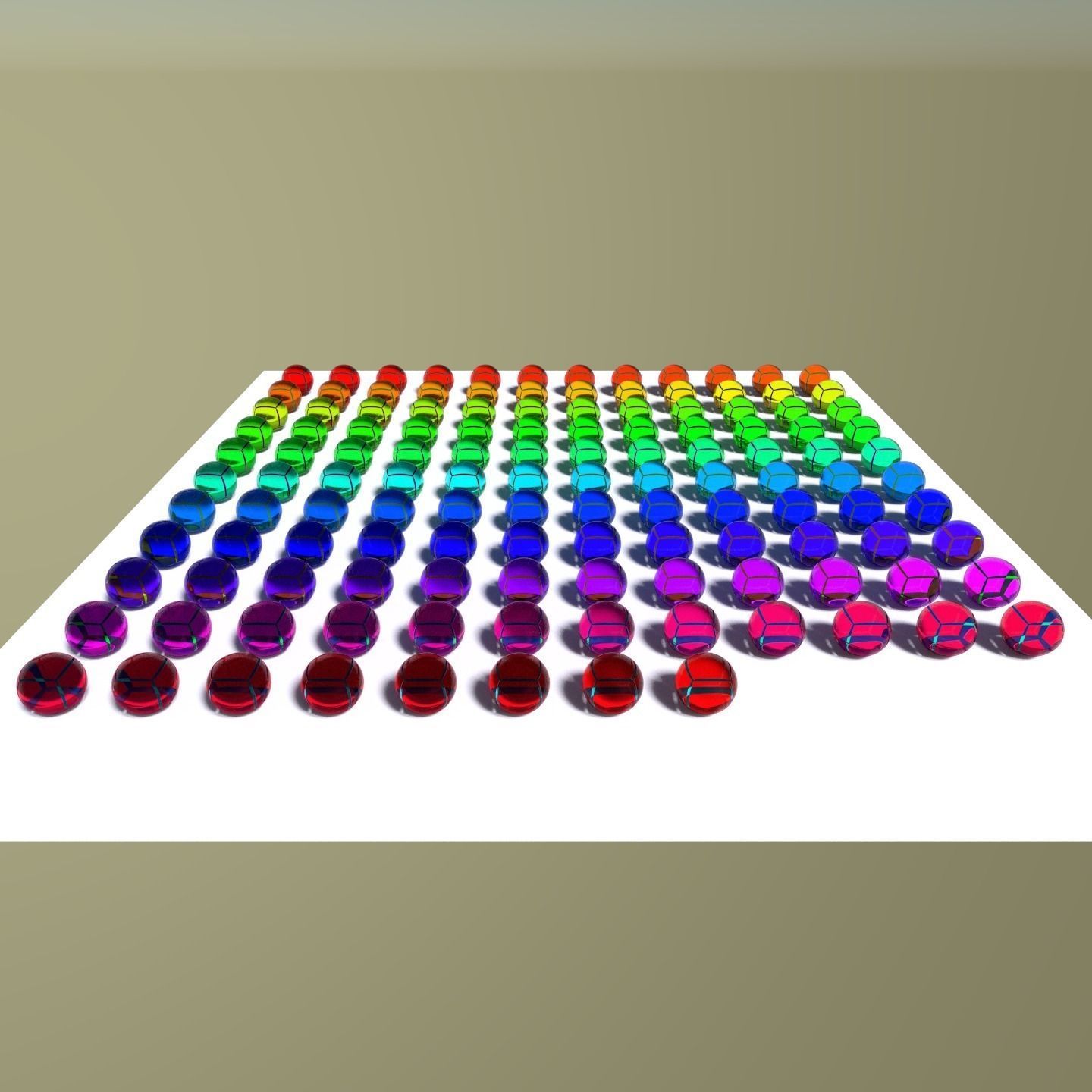 Marbles rainbow of colored circles Low-poly 3D model_3
