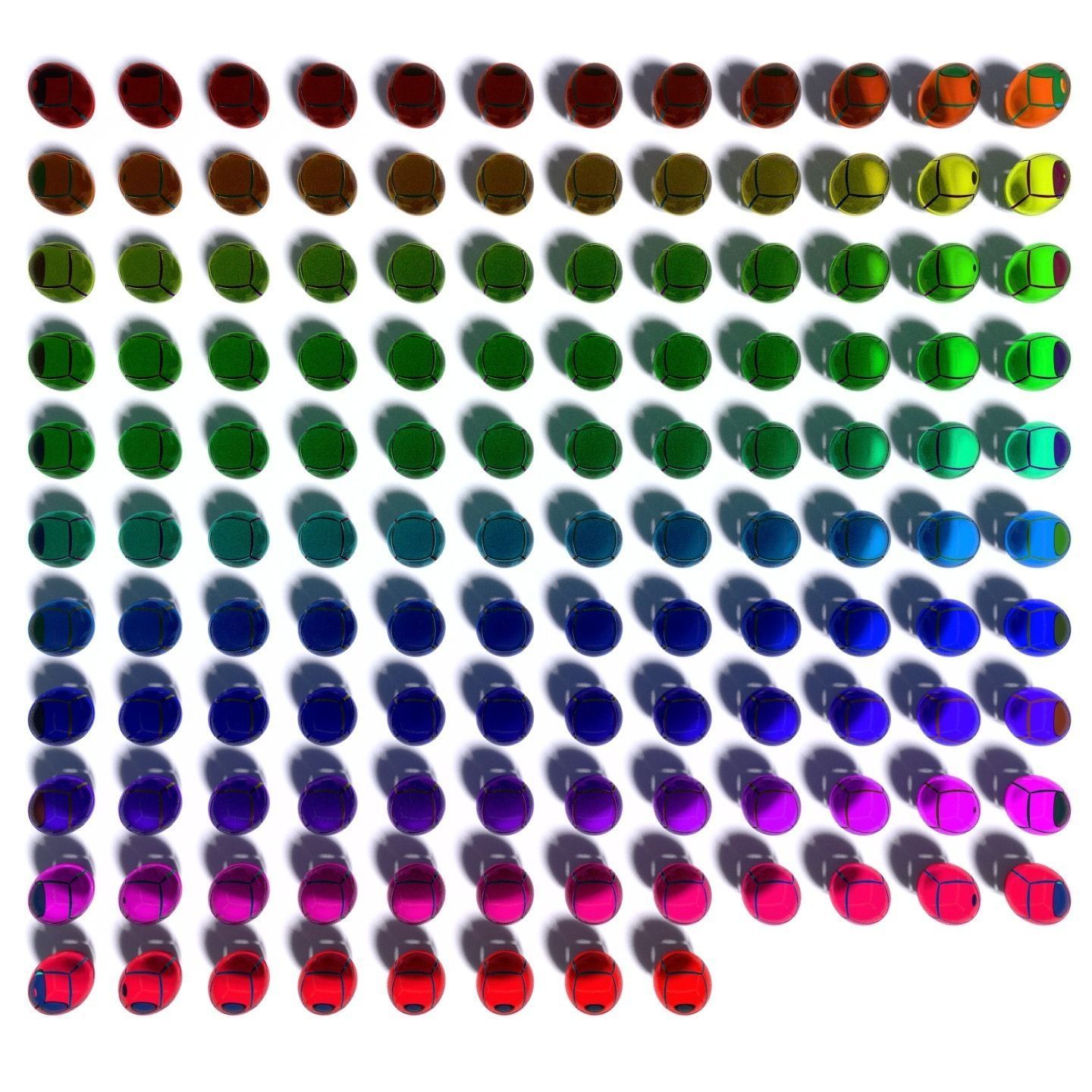 Marbles rainbow of colored circles Low-poly 3D model_8