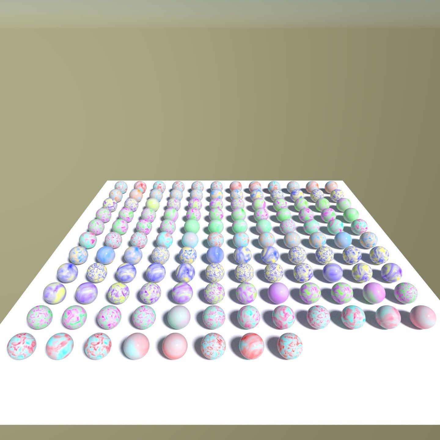 Marbles rainbow of colored circles Low-poly 3D model_1