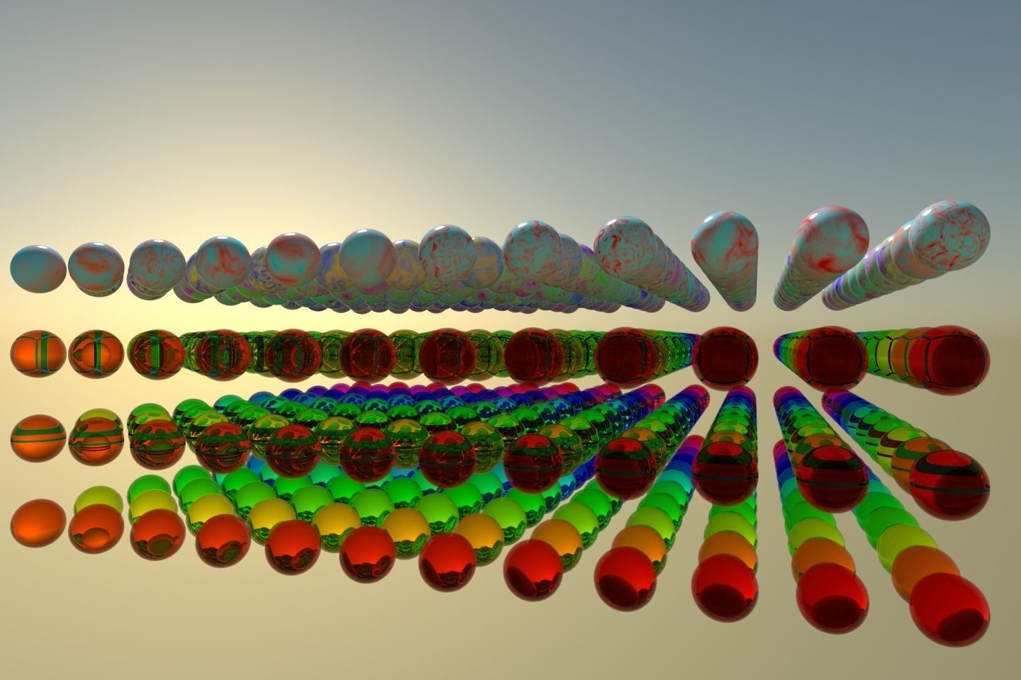 Marbles rainbow of colored circles Low-poly 3D model_4