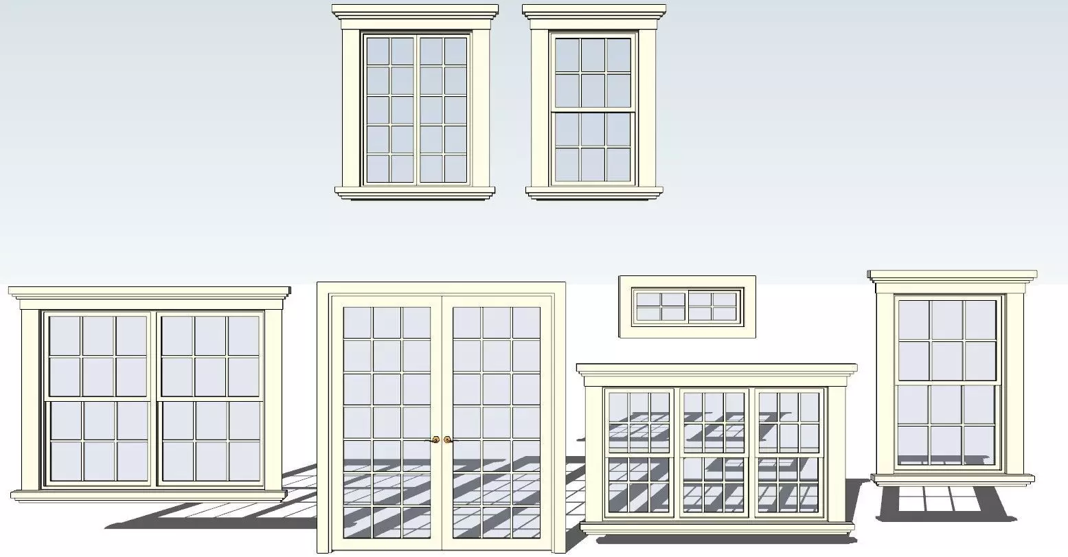 window set of windows and doors 3D model_0