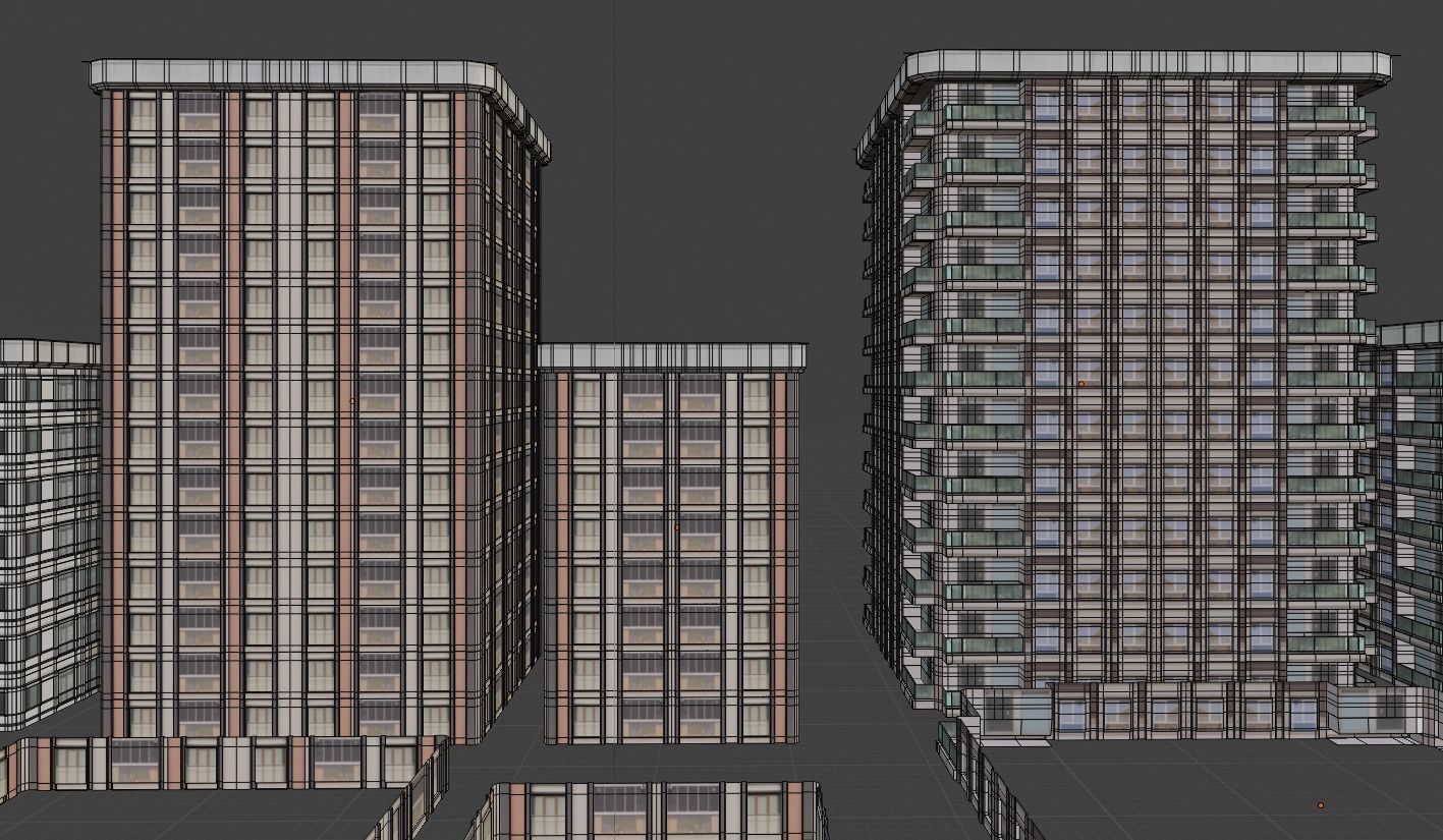 low-poly 10 city building Low-poly 3D model_12