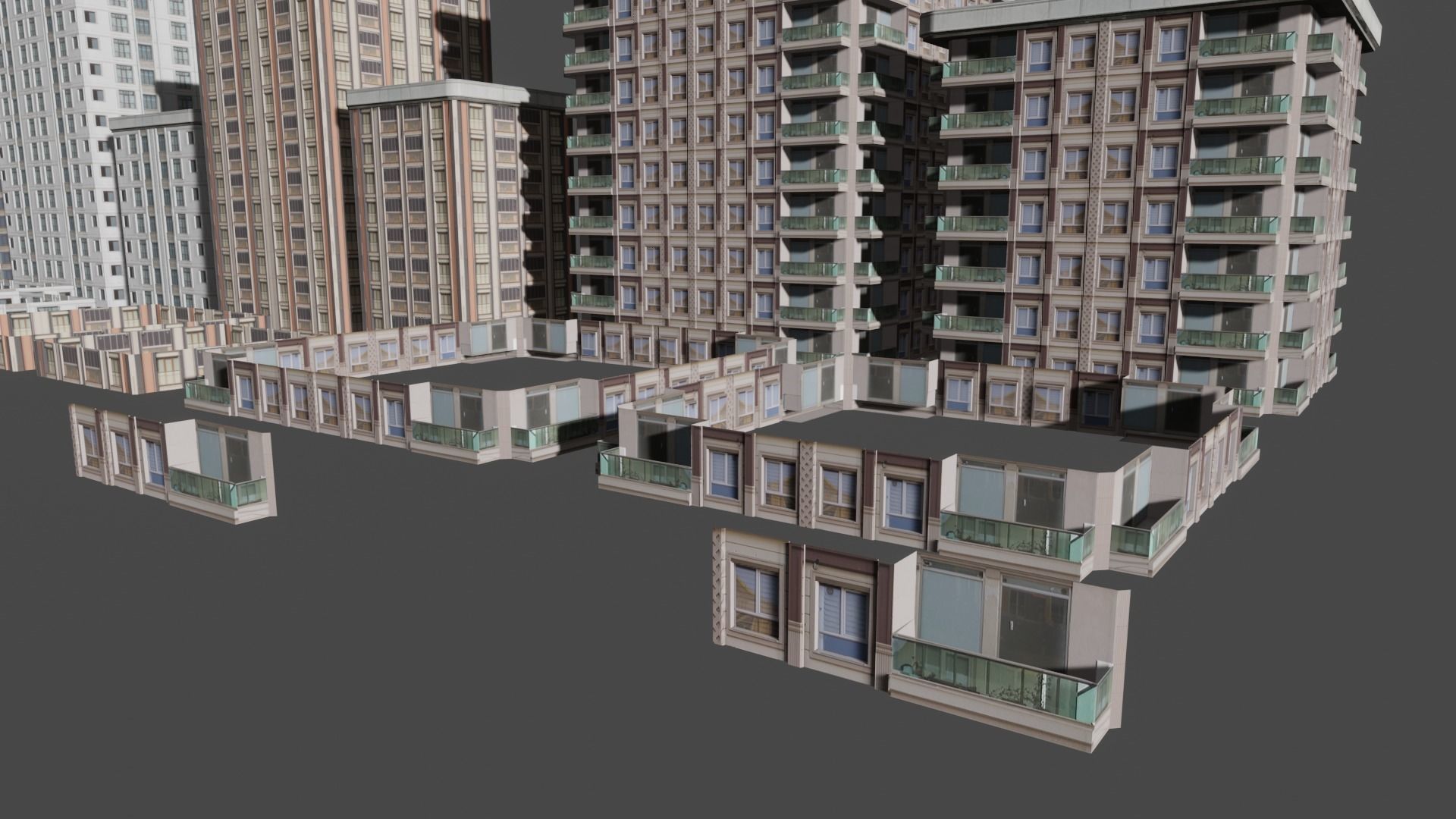 low-poly 10 city building Low-poly 3D model_6