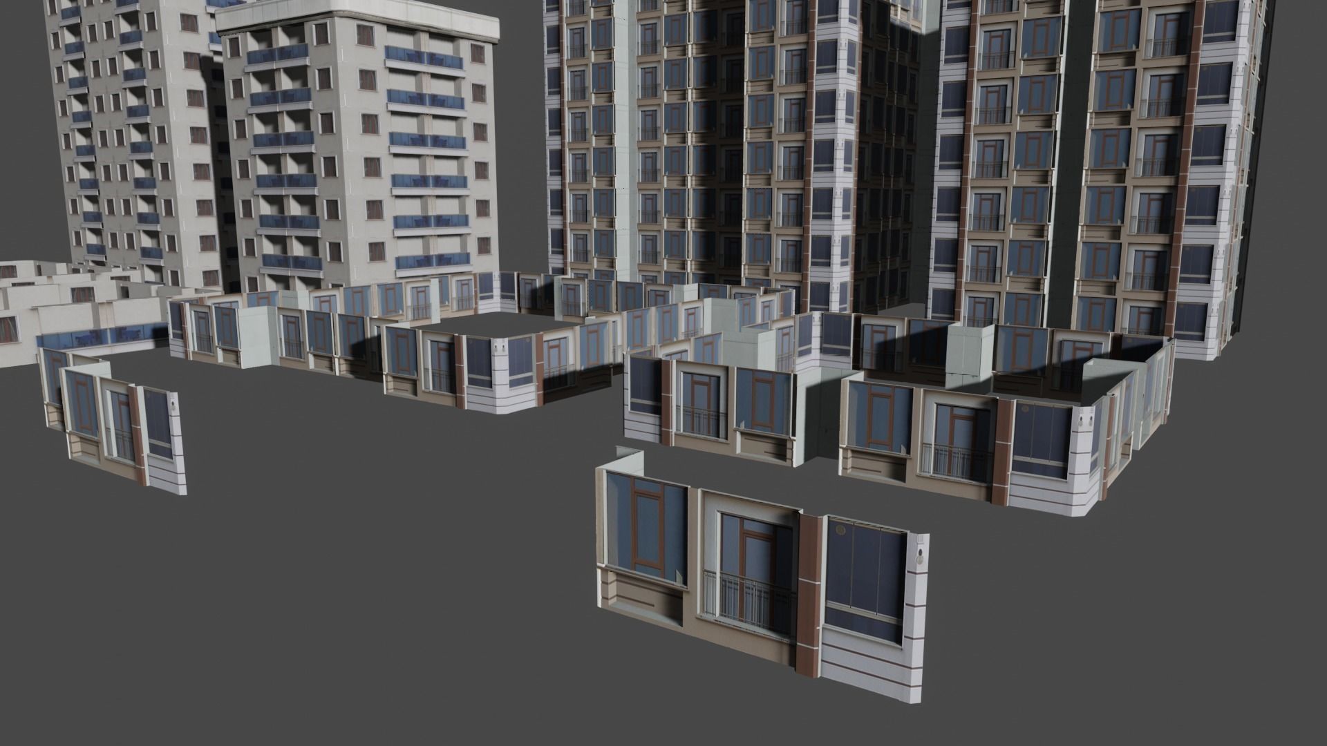 low-poly 10 city building Low-poly 3D model_9