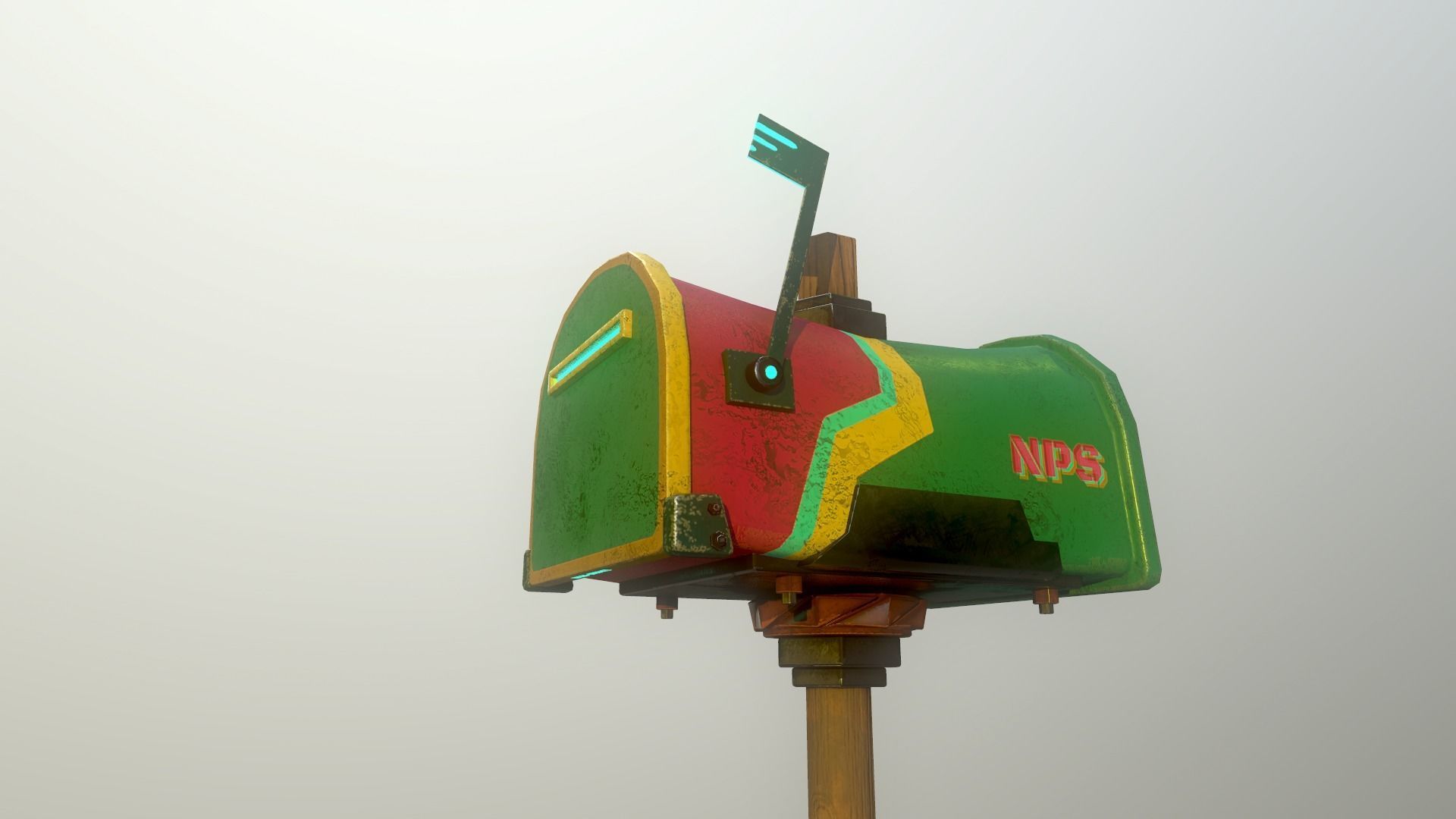 Mail Box Low-poly 3D model_8