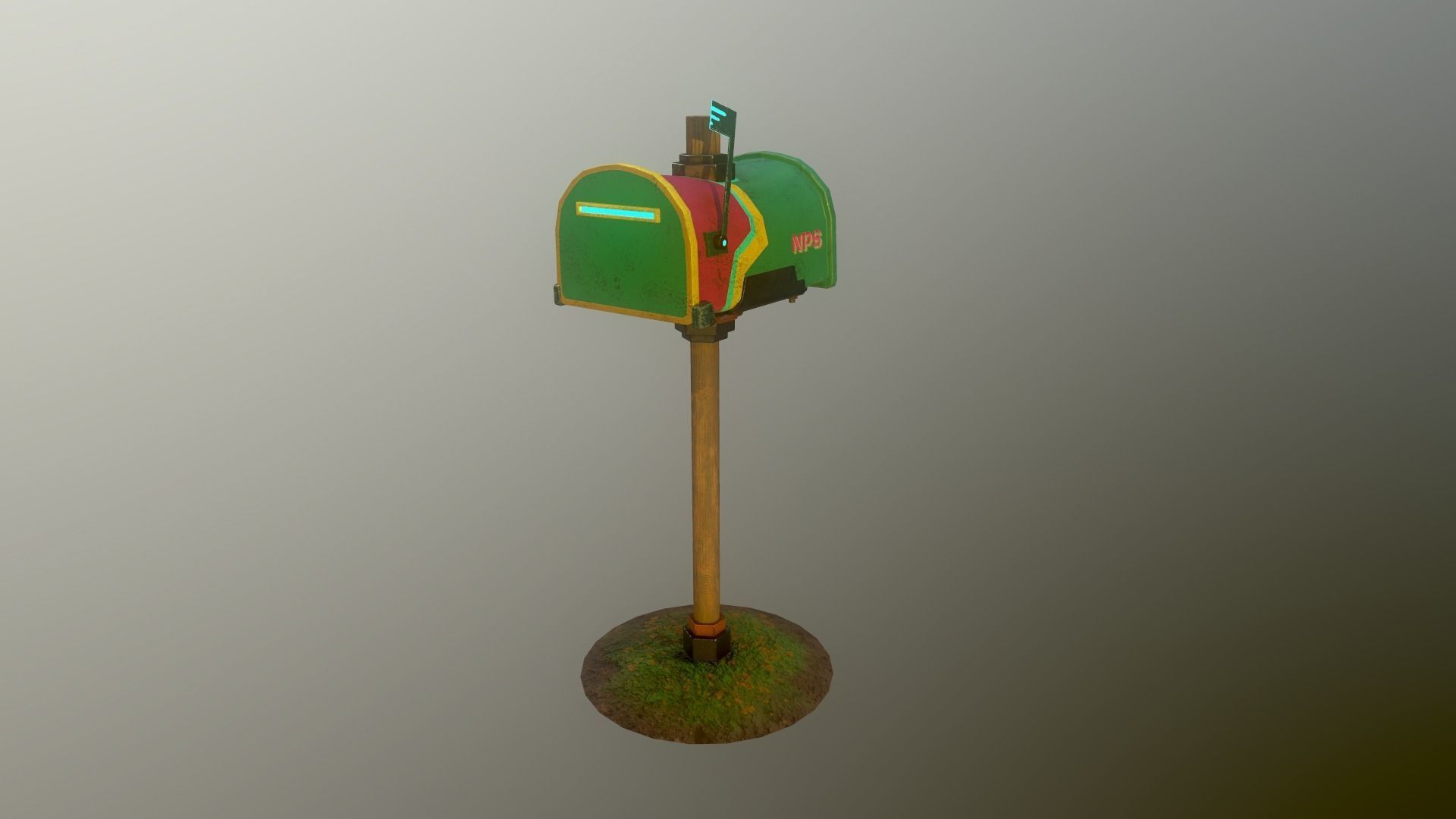 Mail Box Low-poly 3D model_3