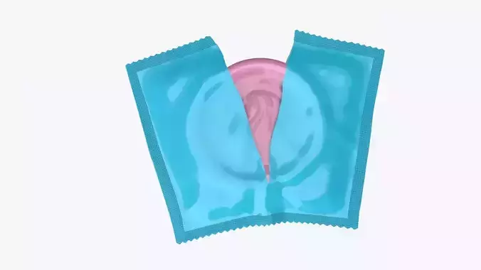 Opened condom package with condom