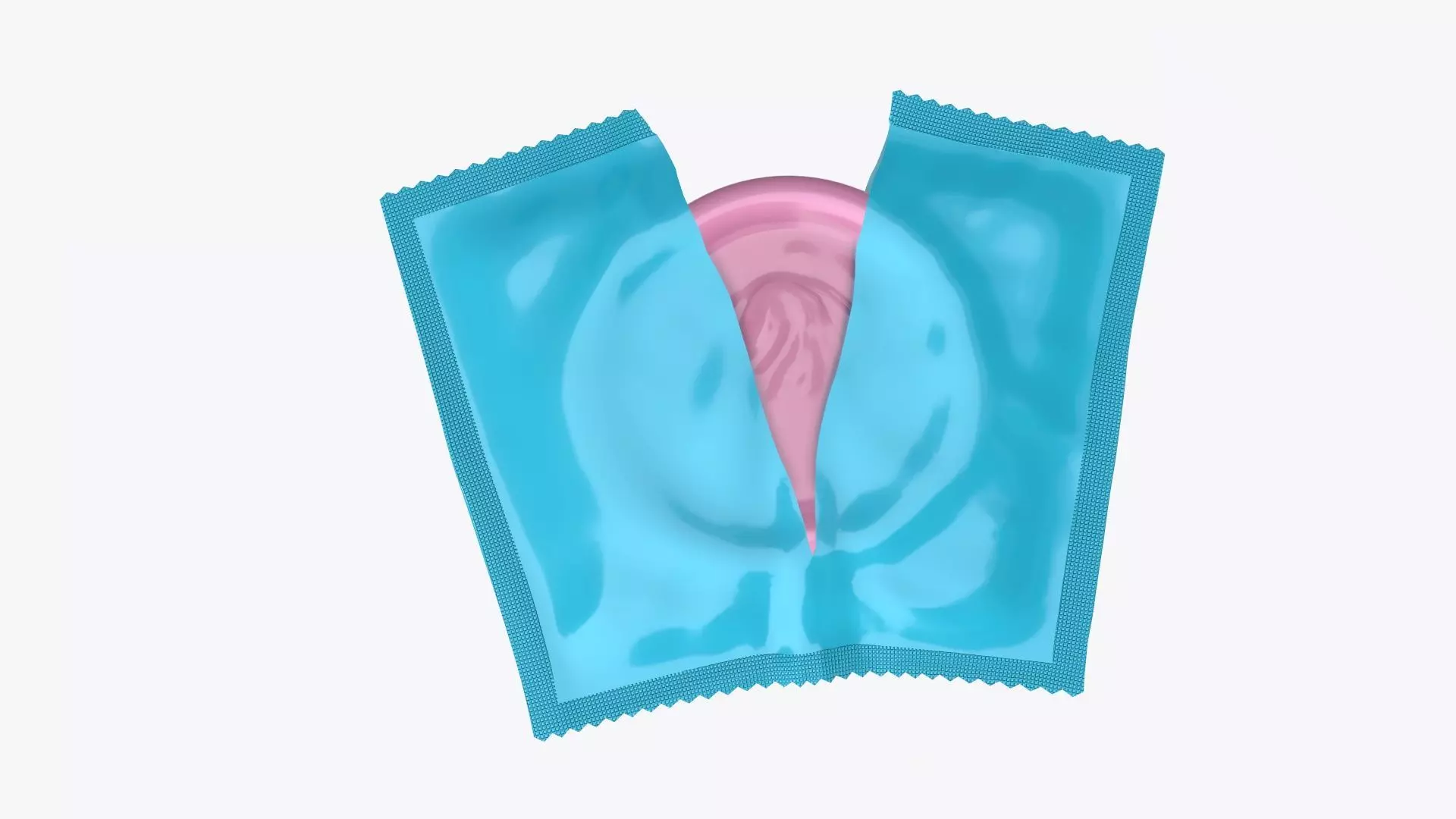Opened condom package with condom 3D model