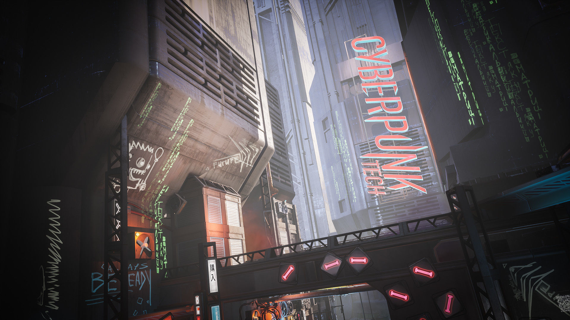 Cyberpunk Environment Kitbash Set Low-poly 3D model_7