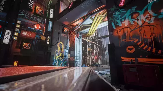 Cyberpunk Environment Kitbash Set Low-poly 3D model