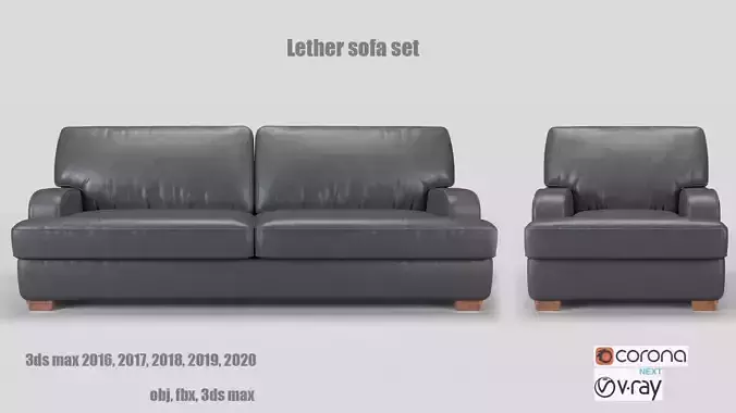 Sofa set leather 3D model