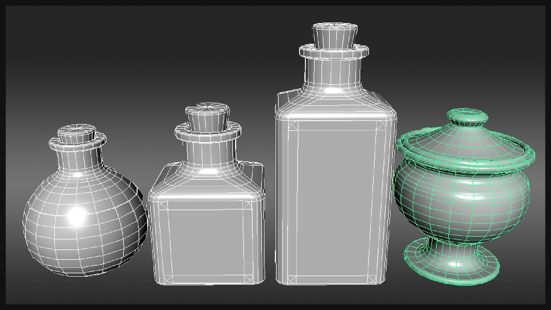 Plague Doctor Medicine Bottles Low-poly 3D model_5