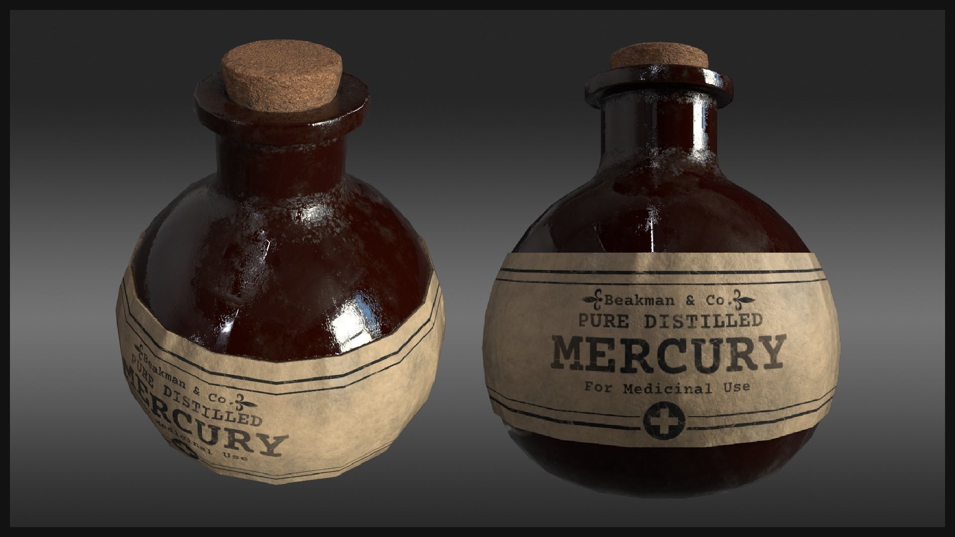 Plague Doctor Medicine Bottles Low-poly 3D model_2