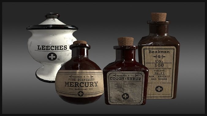 Plague Doctor Medicine Bottles Low-poly 3D model