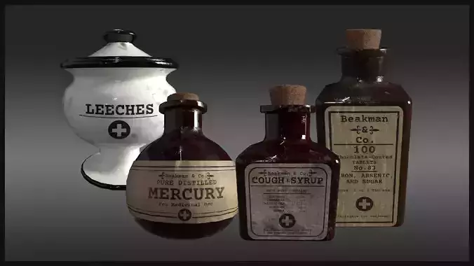 Plague Doctor Medicine Bottles Low-poly 3D model