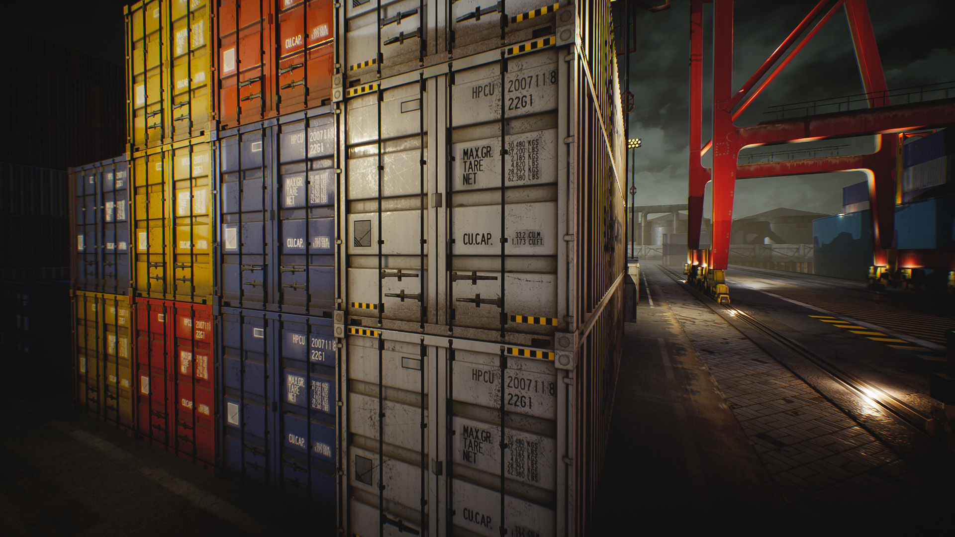 Container Yard Environment Set Low-poly 3D model_5