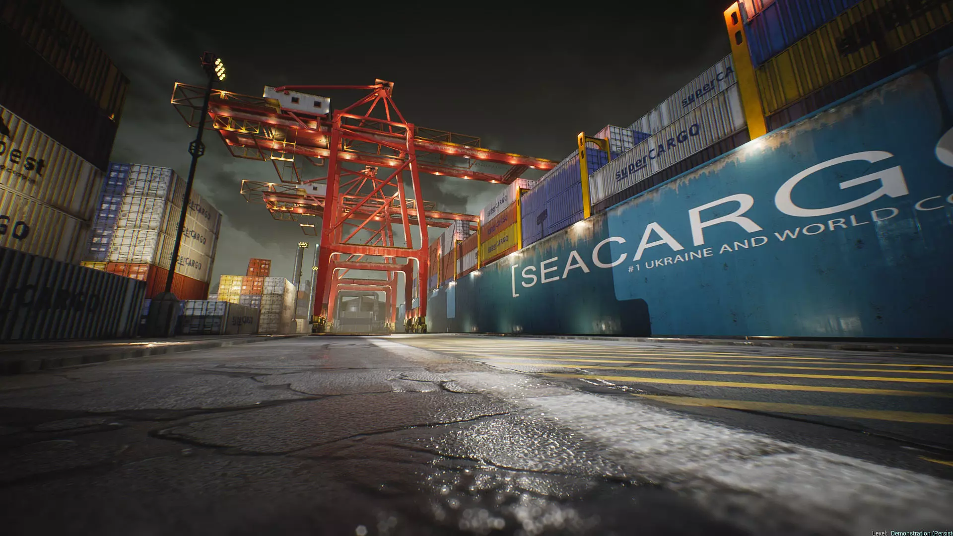 Container Yard Environment Set Low-poly 3D model_0