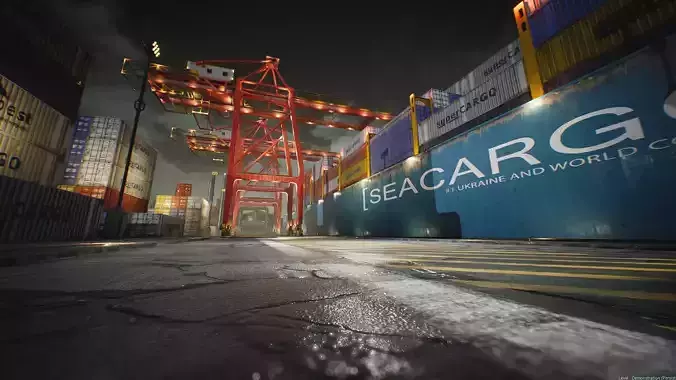 Container Yard Environment Set Low-poly 3D model