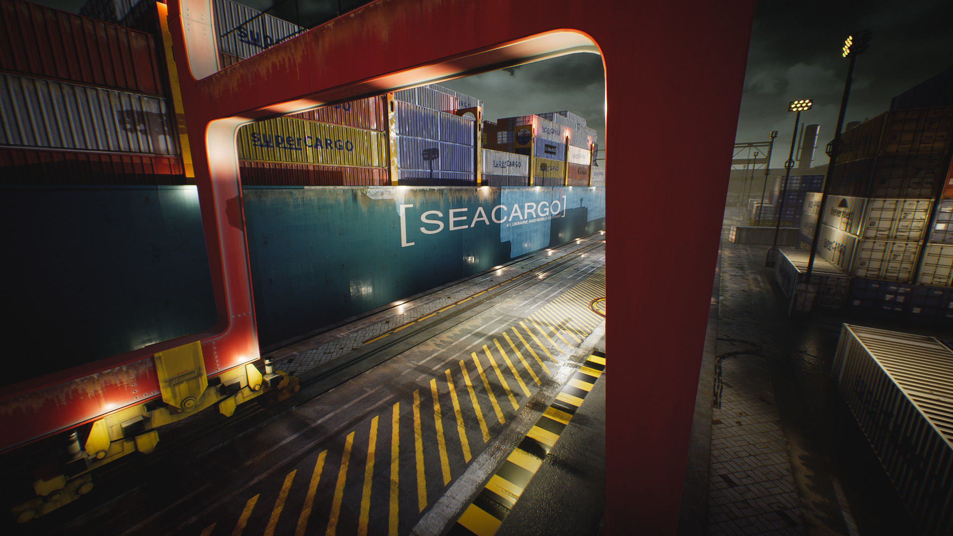 Container Yard Environment Set Low-poly 3D model_6