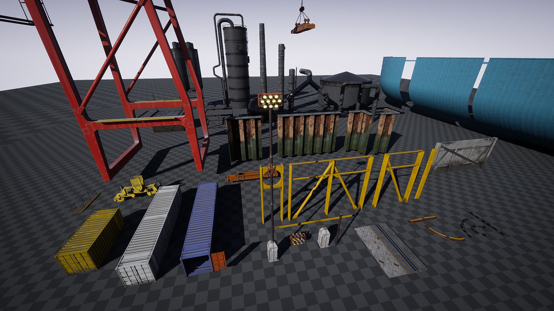 Container Yard Environment Set Low-poly 3D model_8