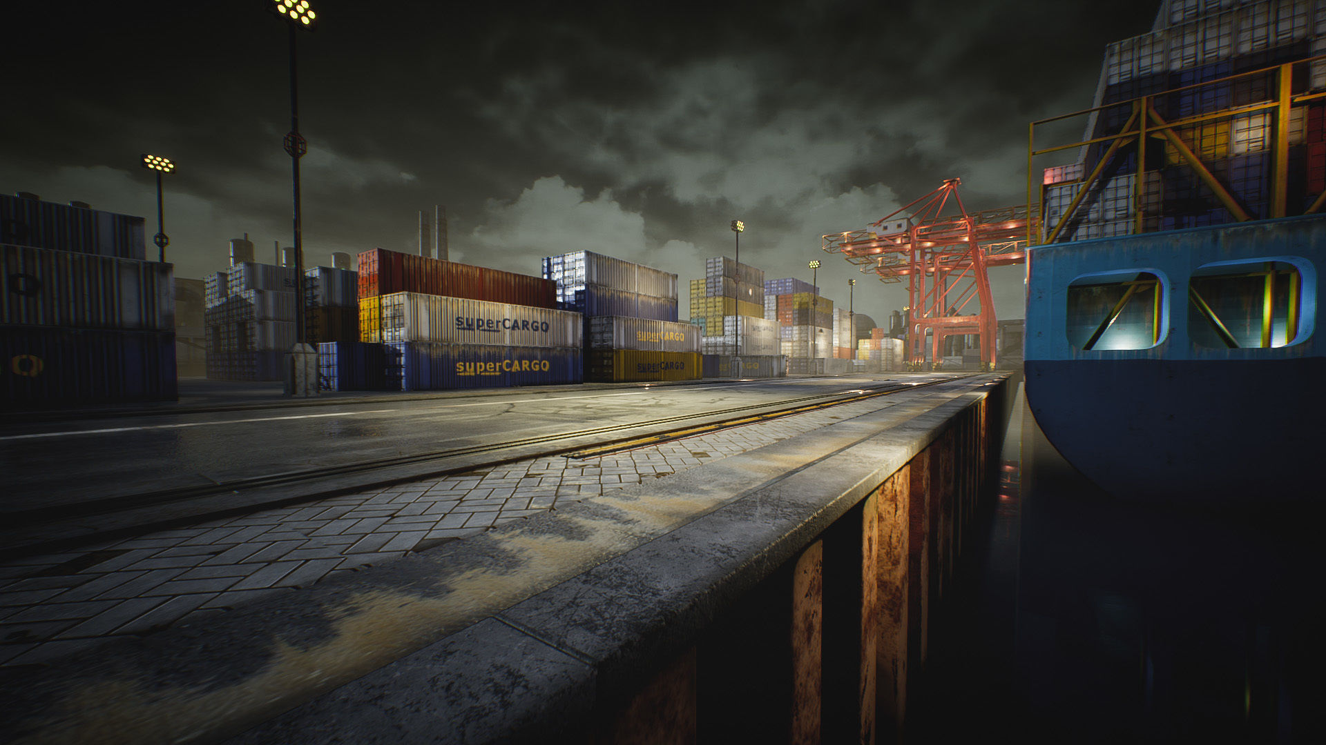Container Yard Environment Set Low-poly 3D model_2