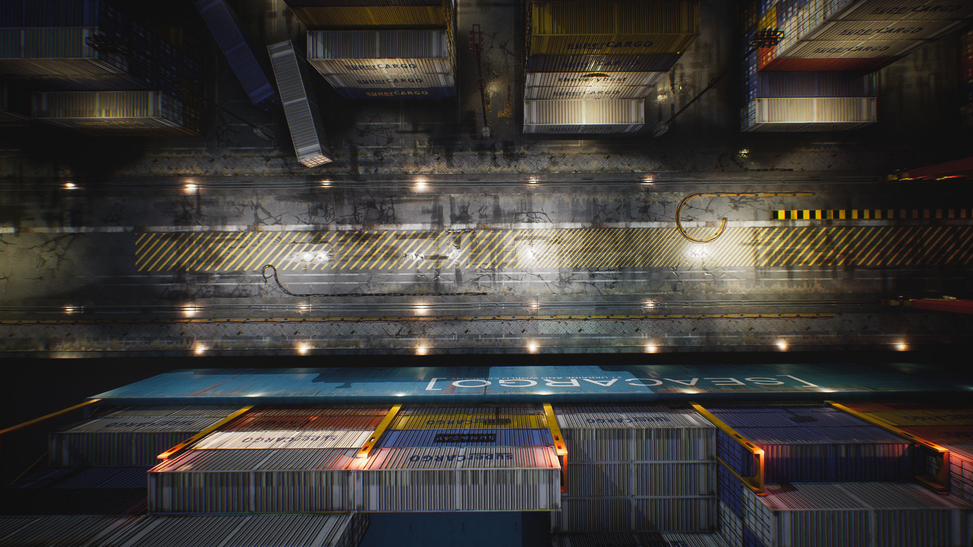 Container Yard Environment Set Low-poly 3D model_7