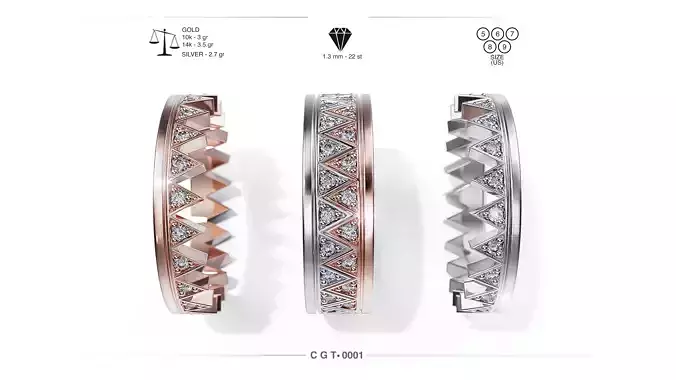 CGT 0001 Stackable Rings Rombs Match band  Fine jewelry Minimal 3D print model