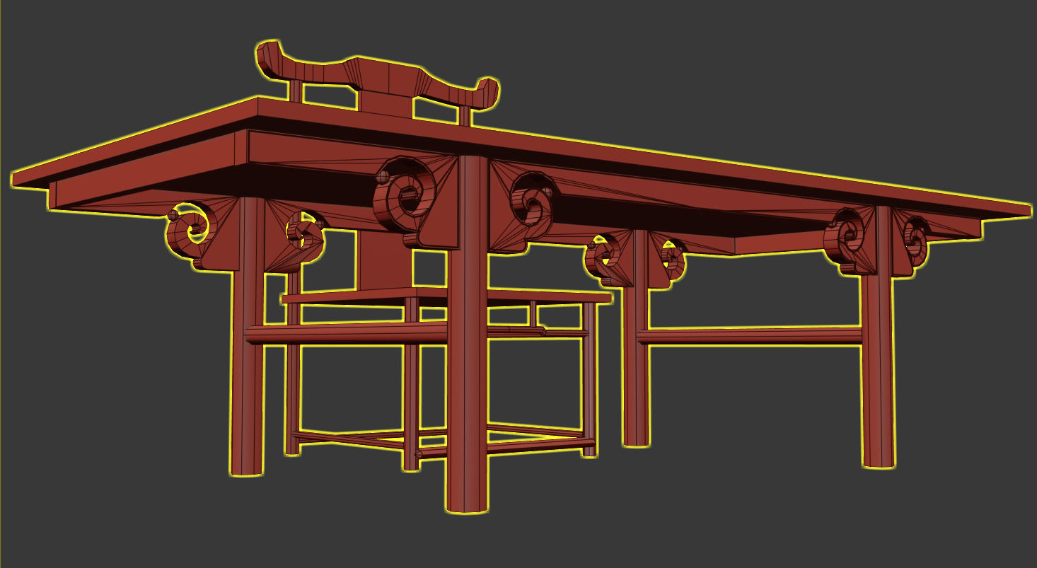 Low Poly Chinese Table 3D model_8