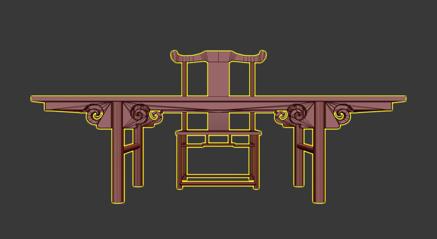 Low Poly Chinese Table 3D model_6