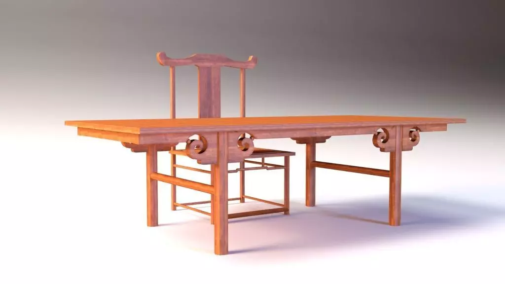Low Poly Chinese Table 3D model_0