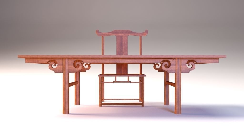 Low Poly Chinese Table 3D model_2
