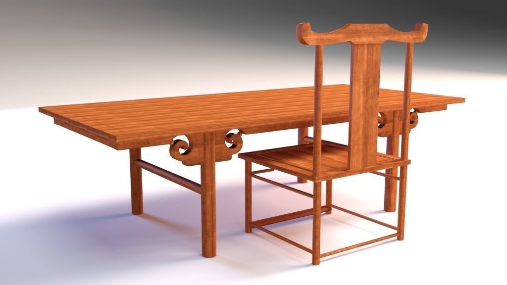Low Poly Chinese Table 3D model_3