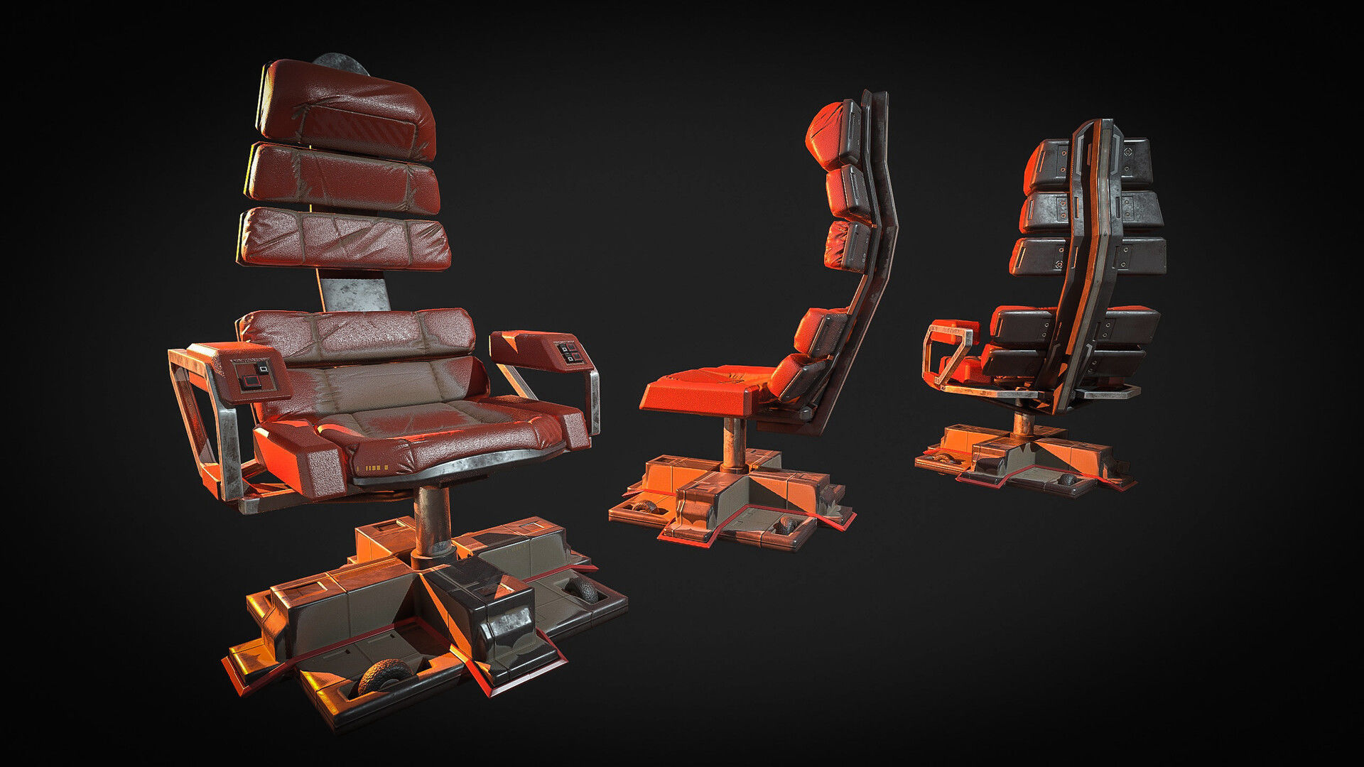 Cyberpunk Interior Environment Kitbash Set Low-poly 3D model_13