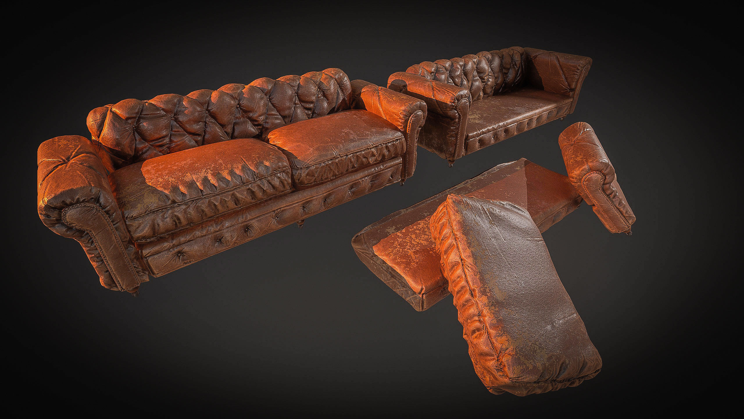 Cyberpunk Interior Environment Kitbash Set Low-poly 3D model_14