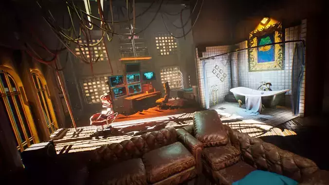 Cyberpunk Interior Environment Kitbash Set Low-poly 3D model