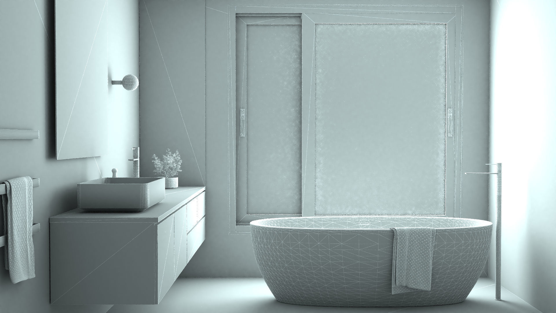 BATHROOM 2 modern with window overlooking sea 3D model_5