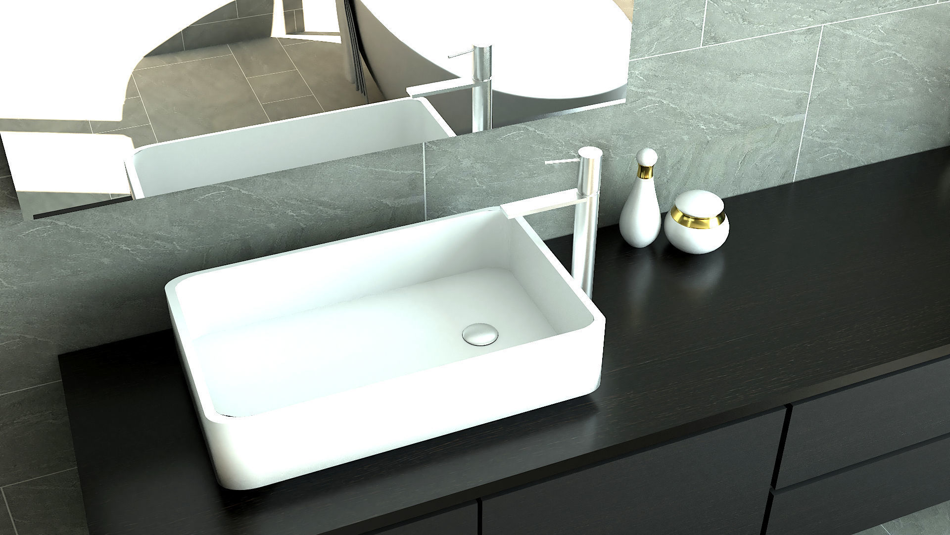 BATHROOM 2 modern with window overlooking sea 3D model_2