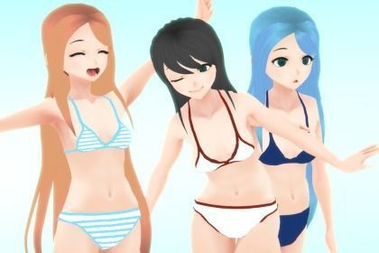Bikini - Anime Girl Characters Low-poly 3D model_6