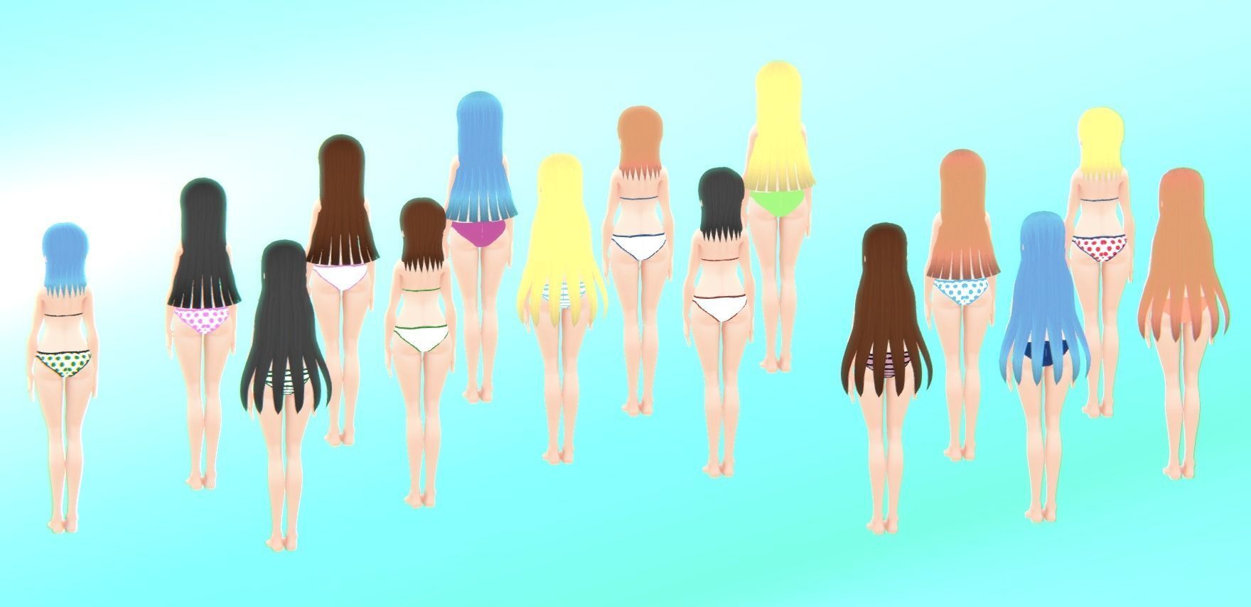 Bikini - Anime Girl Characters Low-poly 3D model_3