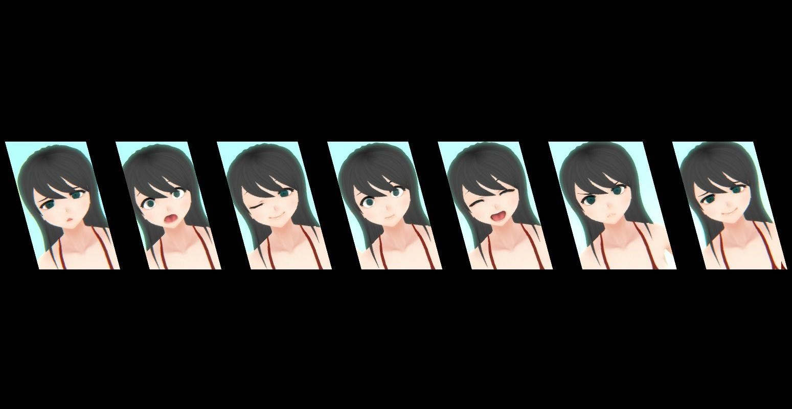 Bikini - Anime Girl Characters Low-poly 3D model_9