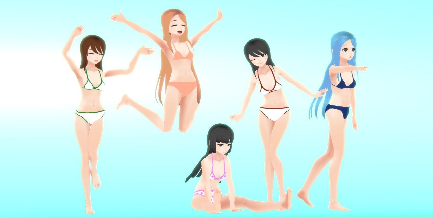 Bikini - Anime Girl Characters Low-poly 3D model_4