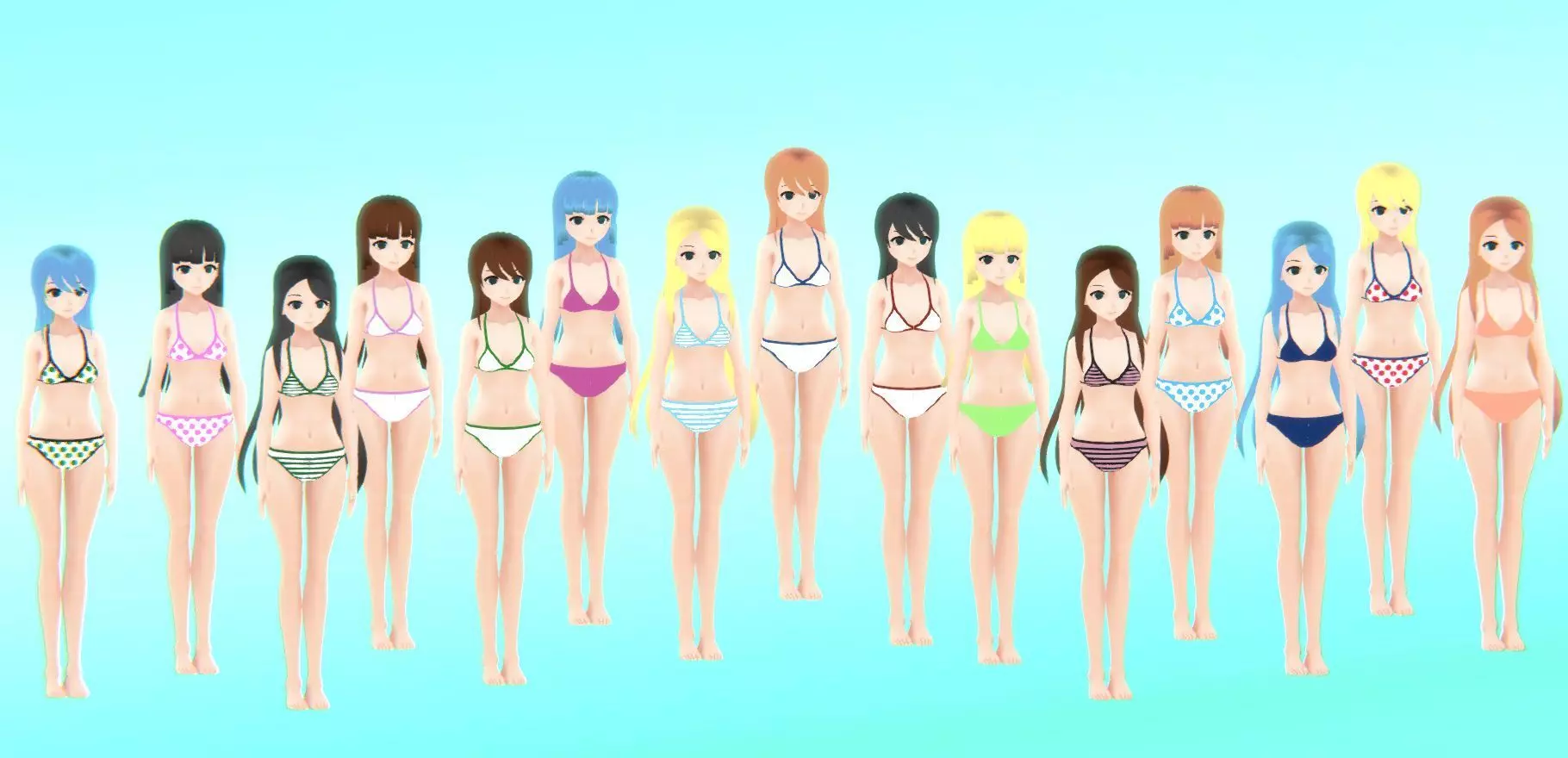 Bikini - Anime Girl Characters Low-poly 3D model_0